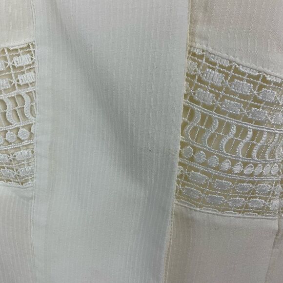 Chico’s Ivory Cream Crochet Long Sleeve Shirt Small New - Picture 4 of 6